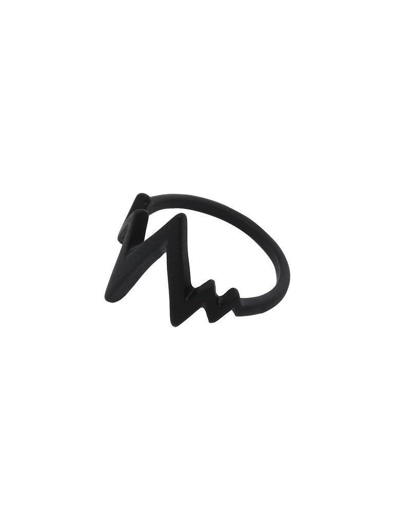 Black Electrocardiogram Shaped Ring-jewelry-Des Mess