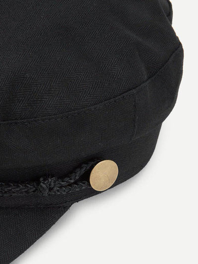 Button Detail Bakerboy Cap-accessories-Des Mess