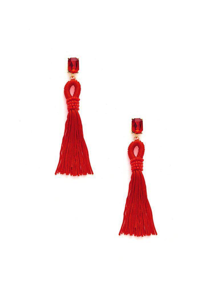 Rhinestone Top Tassel Drop Earrings-jewelry-Des Mess