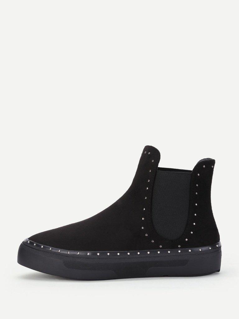 Studded Detail Flatform Chelsea Boots-shoes-Des Mess