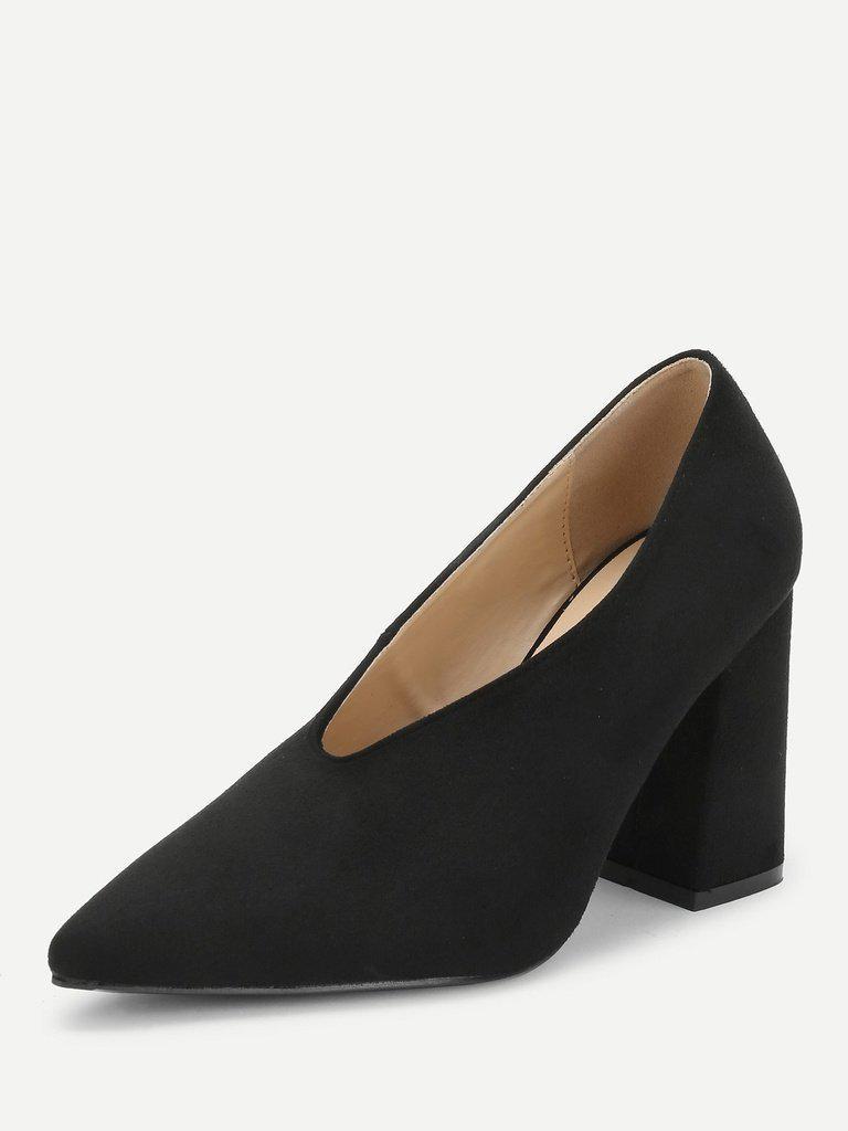 High Vamp Chunky Heeled Pumps-shoes-Des Mess