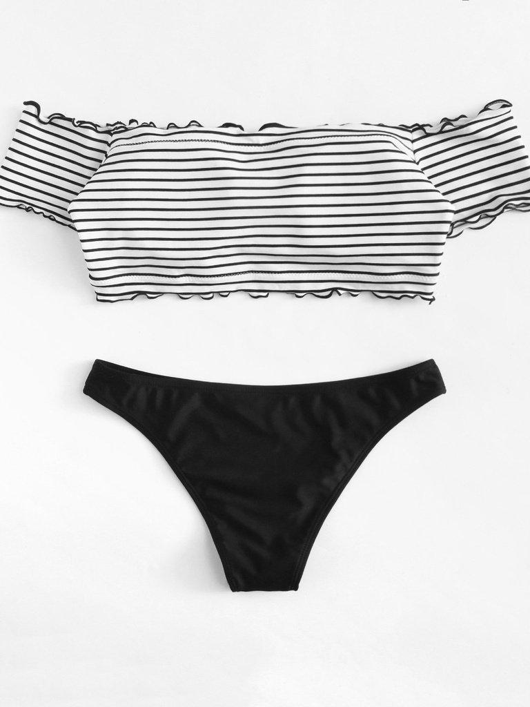 Lettuce Edge Mix and Match Bardot Bikini Set-swimwear-Des Mess