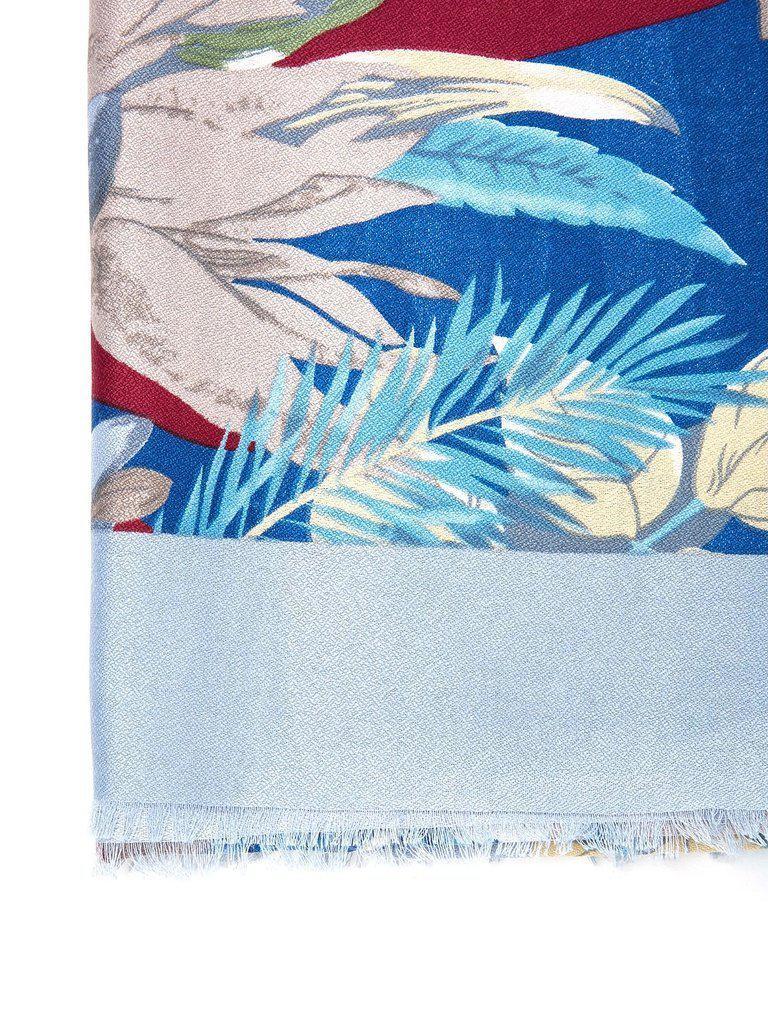 Frayed Trim Flower Print Scarf-accessories-Des Mess