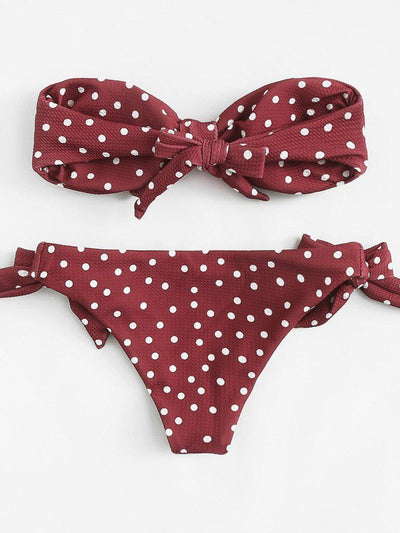 Polka Dot Knot Bikini Set-swimwear-Des Mess