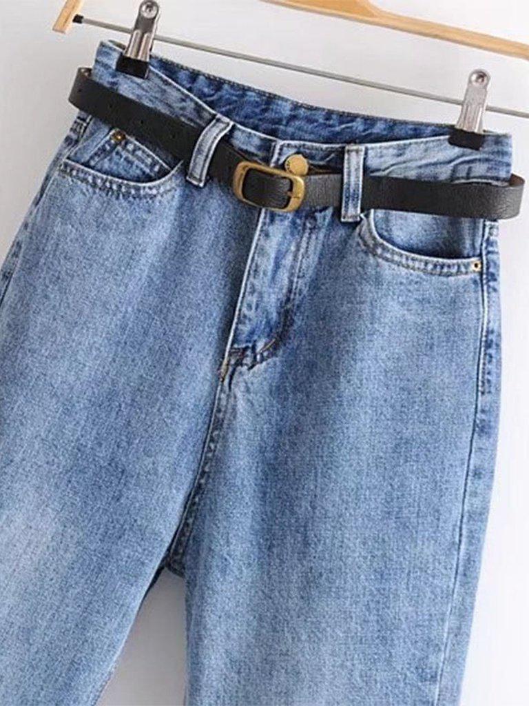 High Waist Jeans With Belt-bottom-Des Mess