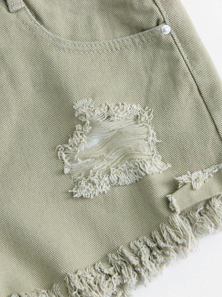 Frayed Hem Ripped Denim Shorts-bottom-Des Mess