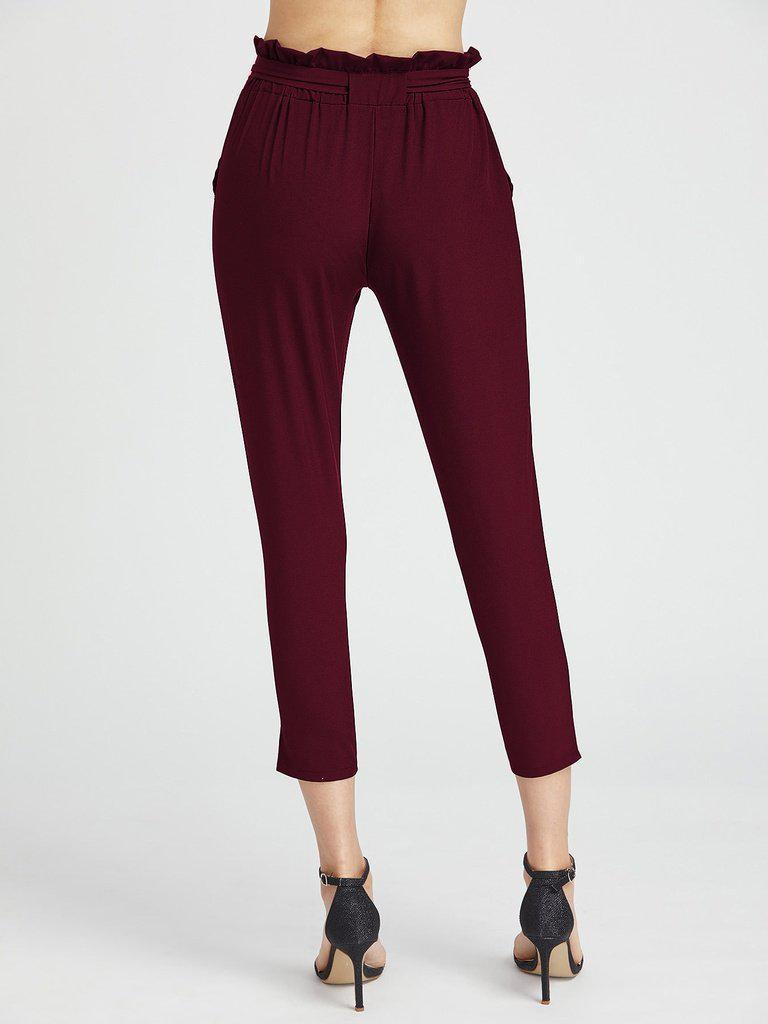 Ruffle Waist Self Tie Capri Pants-bottom-Des Mess