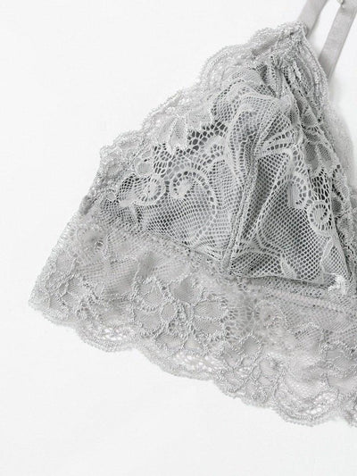 Lace Trim Triangle Bralette-lingerie-Des Mess
