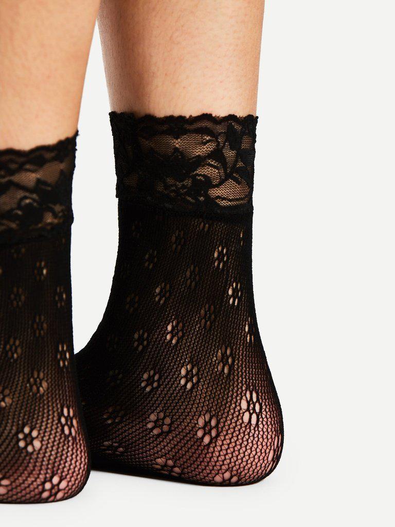 Flower Pattern Ankle Socks 4Pairs-accessories-Des Mess