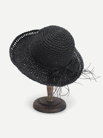 Bow Band Straw Boater Hat--Des Mess