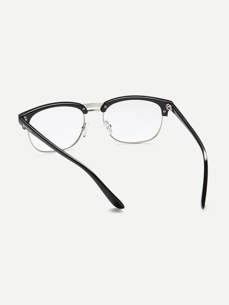 Black Open Frame Silver Trim Glasses-accessories-Des Mess