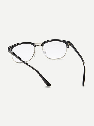Black Open Frame Silver Trim Glasses-accessories-Des Mess