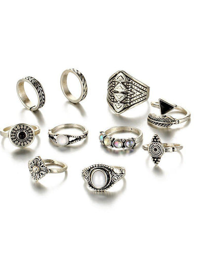 Geometric Design Ring Set 10pcs-jewelry-Des Mess