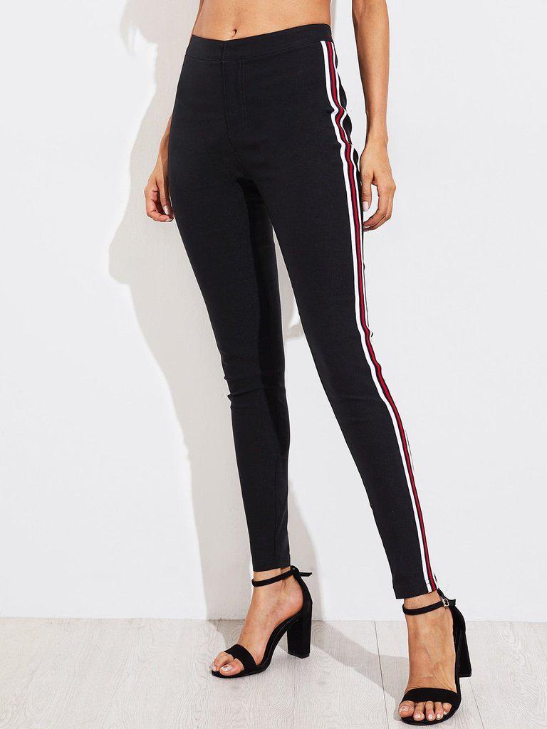 Side Striped Skinny Pants-bottom-Des Mess