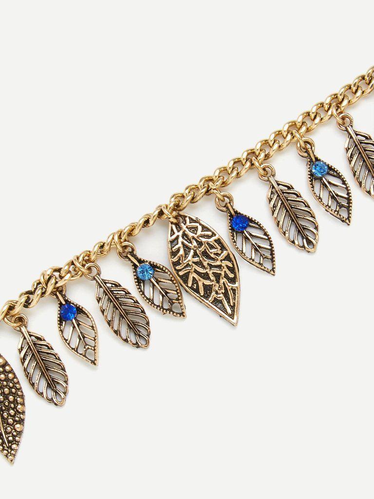 Leaf Charm Chain Bracelet--Des Mess