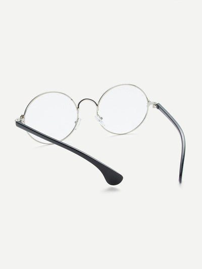 Silver Frame Black Arm Clear Lens Glasses-accessories-Des Mess