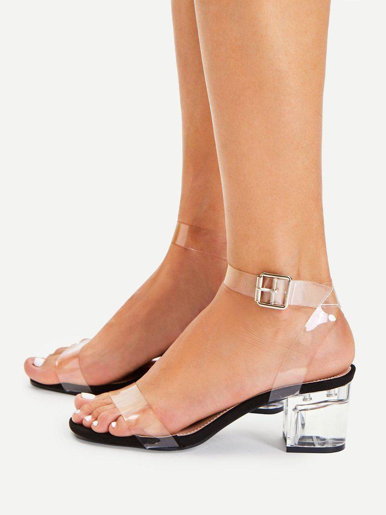 Clear Strap Block Heeled Sandals-shoes-Des Mess