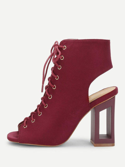 Open Back Lace Up Heeled Sandals-shoes-Des Mess
