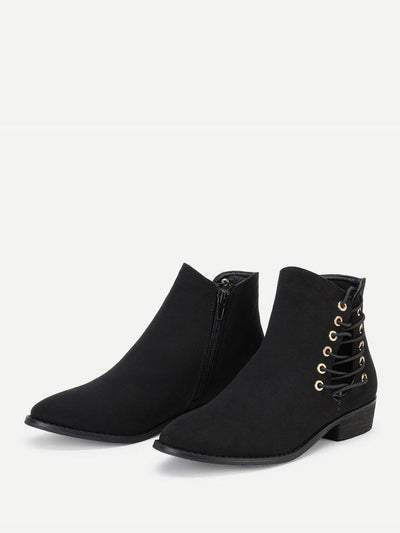 Criss Cross Strap Side Suede Ankle Boots-shoes-Des Mess