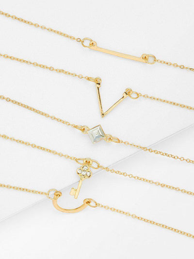 Letter V & Key Design Link Bracelet Set--Des Mess