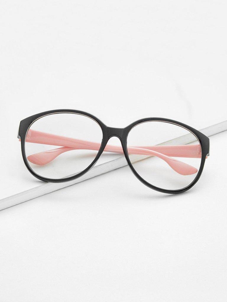 Two Tone Frame Flat Lens Glasses-accessories-Des Mess