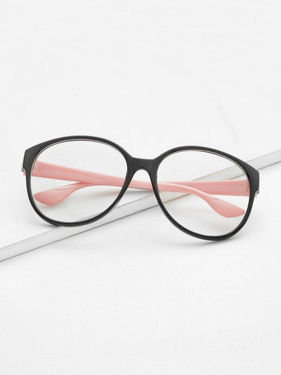 Two Tone Frame Flat Lens Glasses-accessories-Des Mess