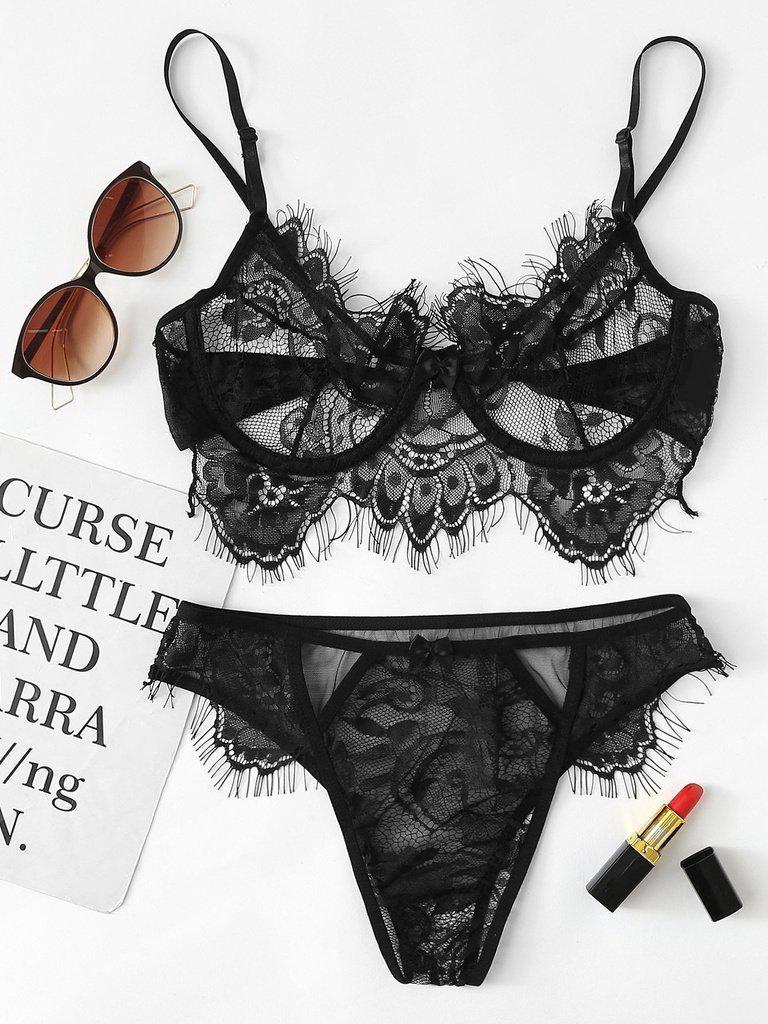 Eyelash Lace Lingerie Set-lingerie-Des Mess