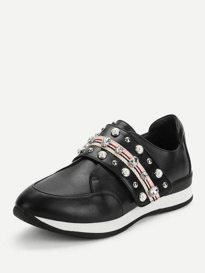 Rhinestone Design Slip On Sneakers-shoes-Des Mess