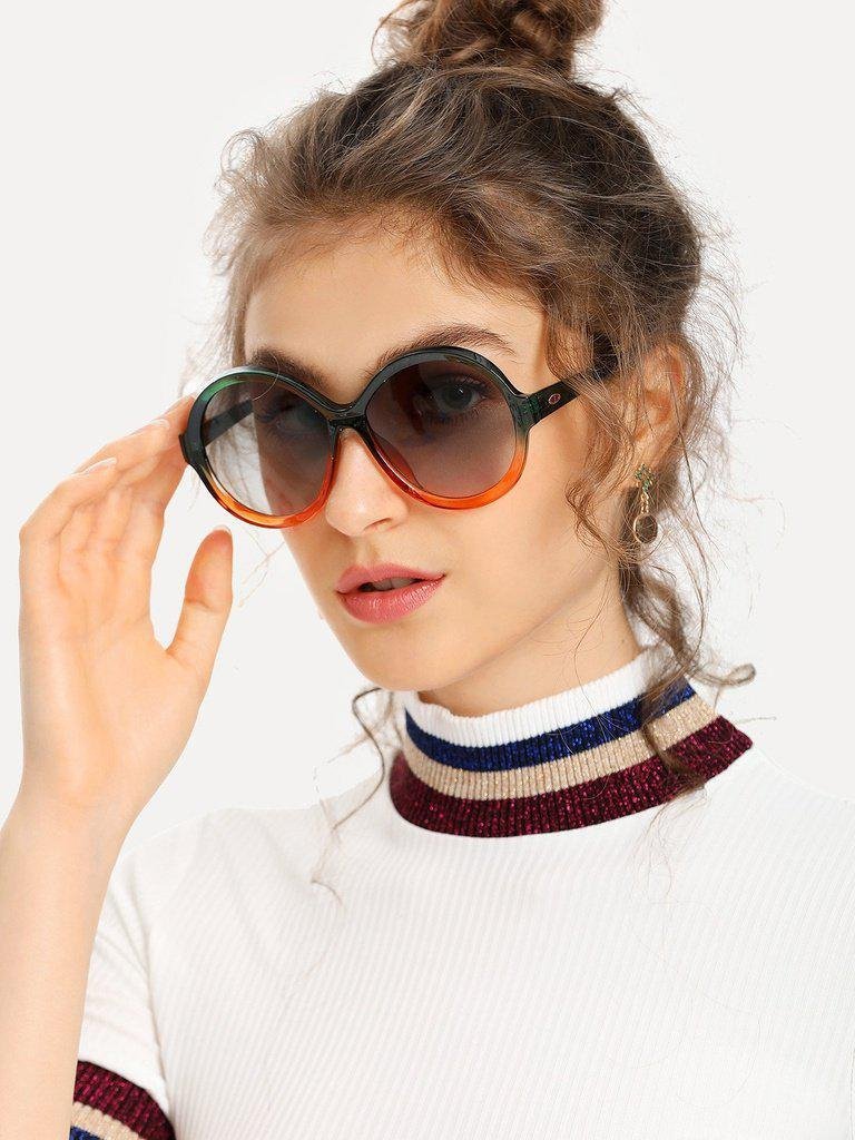 Two Tone Frame Round Lens Sunglasses-accessories-Des Mess