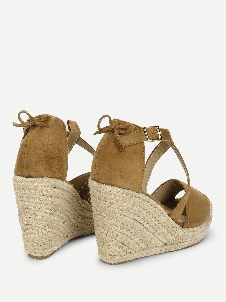 Bow Detail Platform Wedge Sandals-shoes-Des Mess
