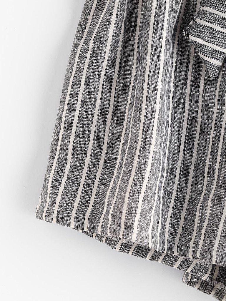 Striped Self Tie Front Shorts-bottom-Des Mess