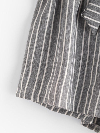 Striped Self Tie Front Shorts-bottom-Des Mess