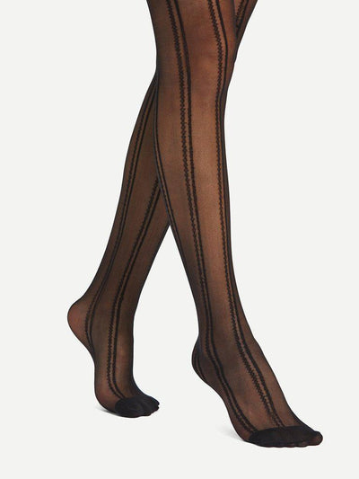 Embroidered Detail Pantyhose Stockings-accessories-Des Mess
