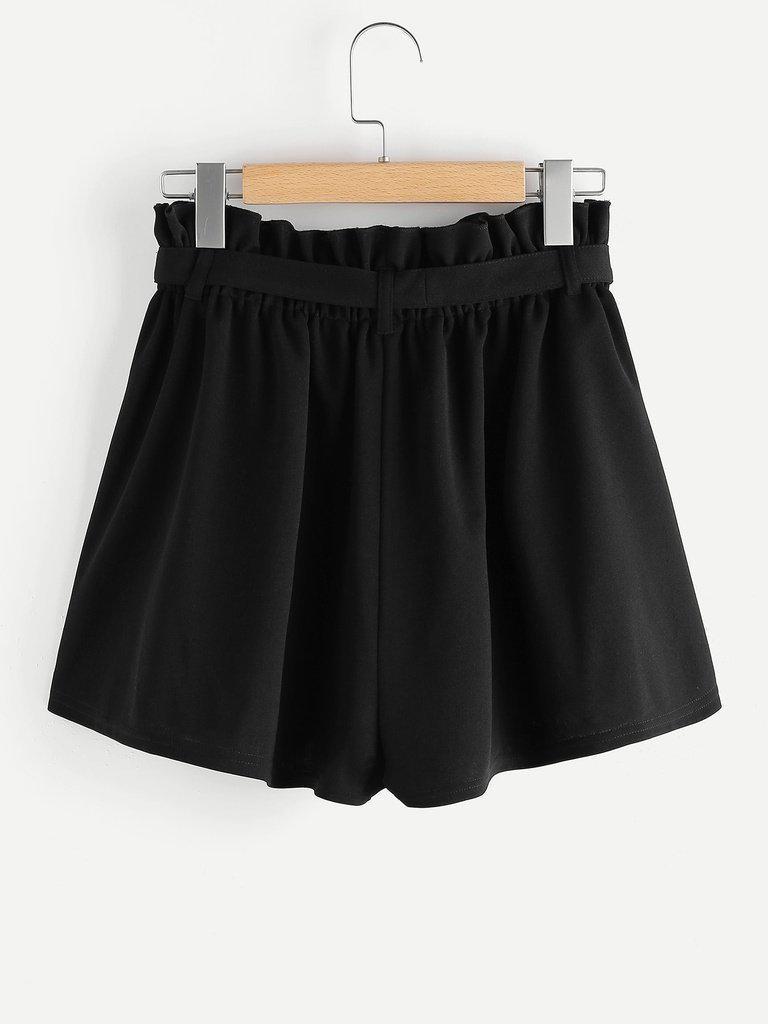 Frill Waist Self Belted Shorts-bottom-Des Mess