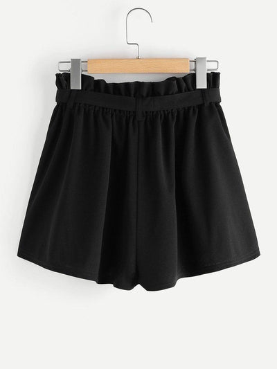 Frill Waist Self Belted Shorts-bottom-Des Mess