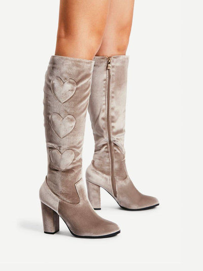 Heart Pattern Knee High Boots-shoes-Des Mess