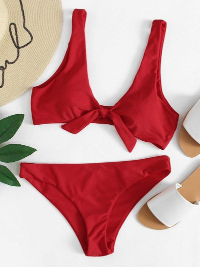 Knot Front Bikini Set-swimwear-Des Mess