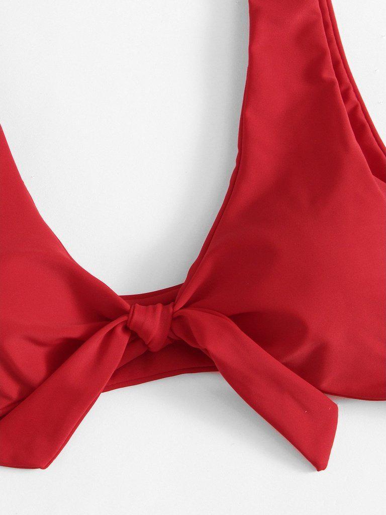 Knot Front Bikini Set-swimwear-Des Mess