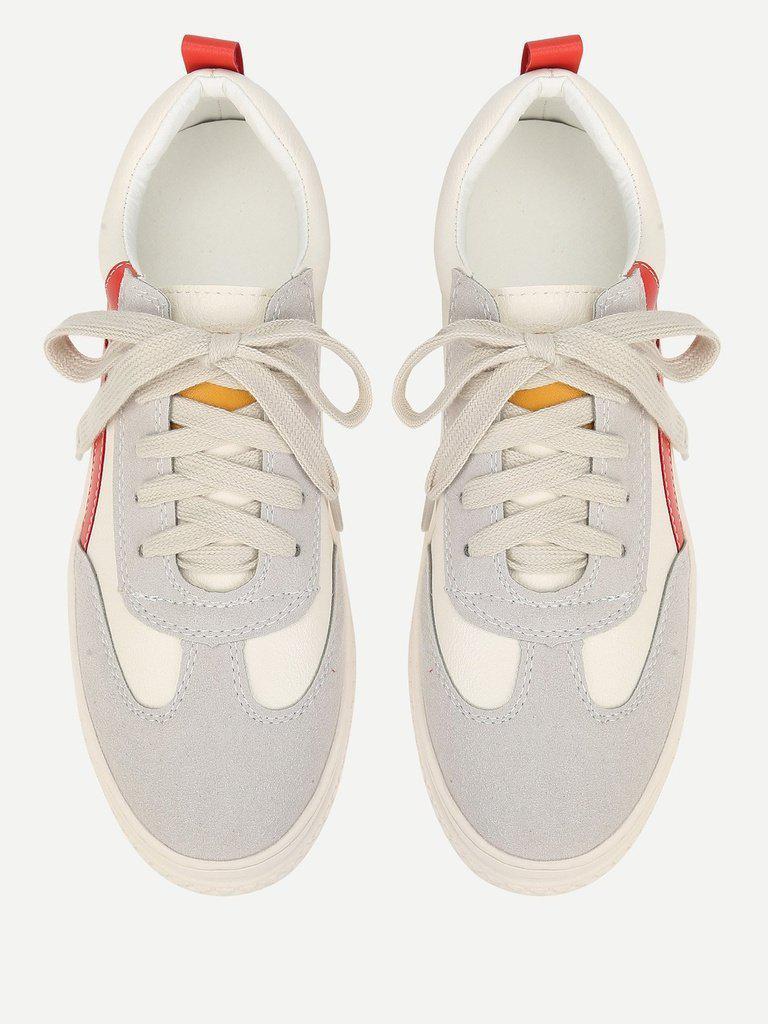 Lace Up Splice Platform Sneakers-shoes-Des Mess
