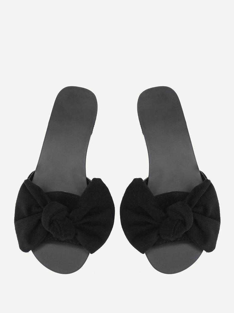 Bow Detail Flat Sandals-shoes-Des Mess