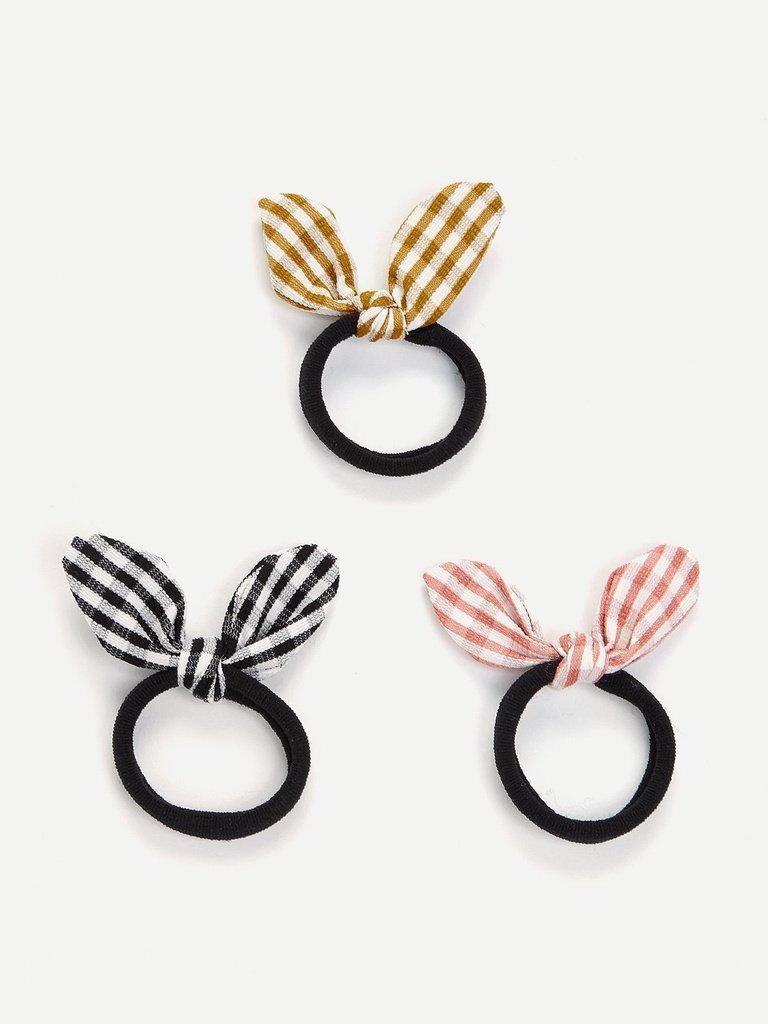 Gingham Knot Hair Tie 3pcs-hair-Des Mess