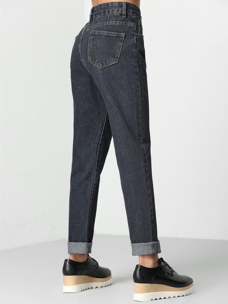 Roll Cuff Boyfriend Jeans-bottom-Des Mess