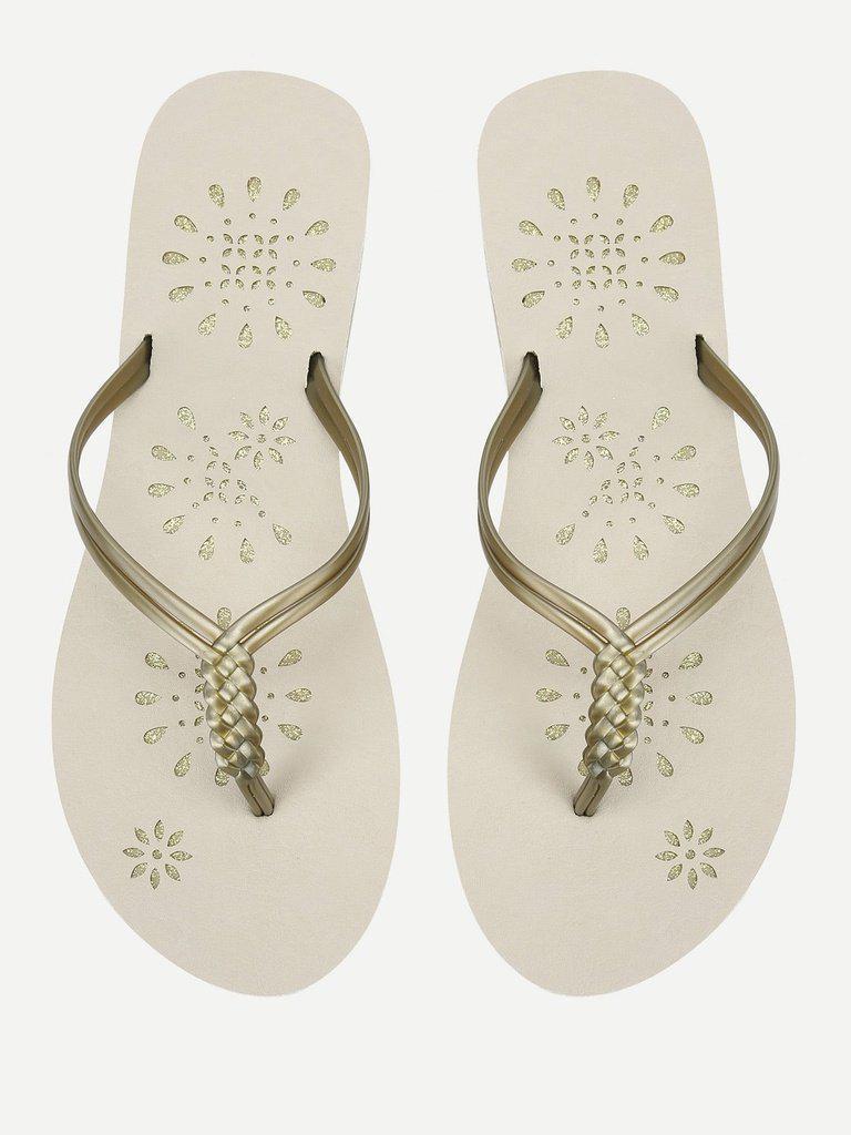 Woven Detail PVC Flip Flops-shoes-Des Mess