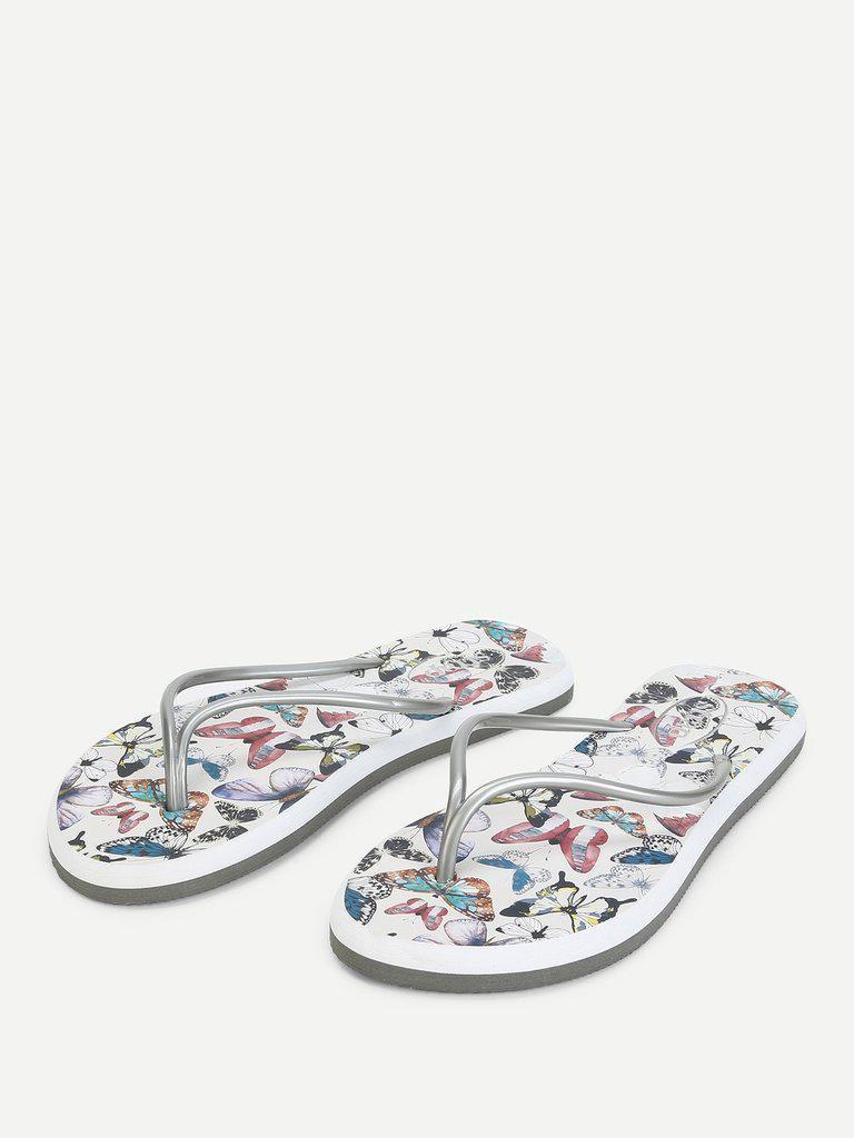 Butterfly Print Toe Post Sandals-shoes-Des Mess