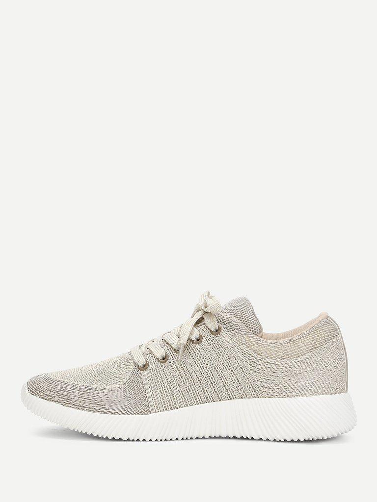 Knit Design Lace Up Sneakers-shoes-Des Mess