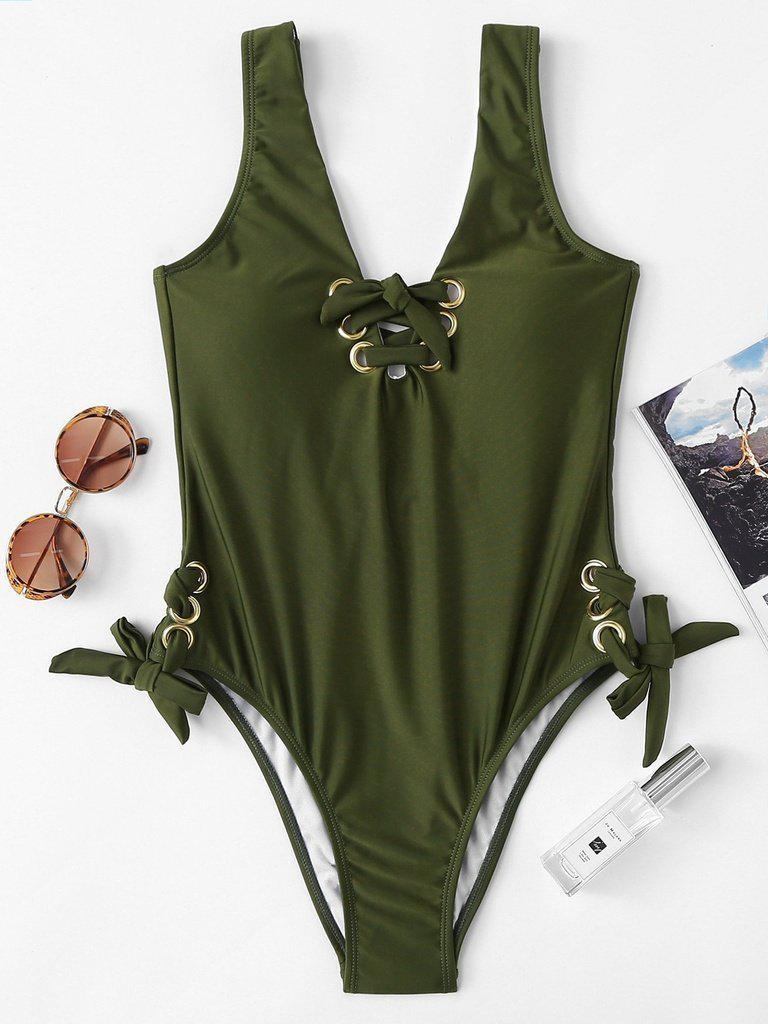 Lace Up Swimsuit-swimwear-Des Mess