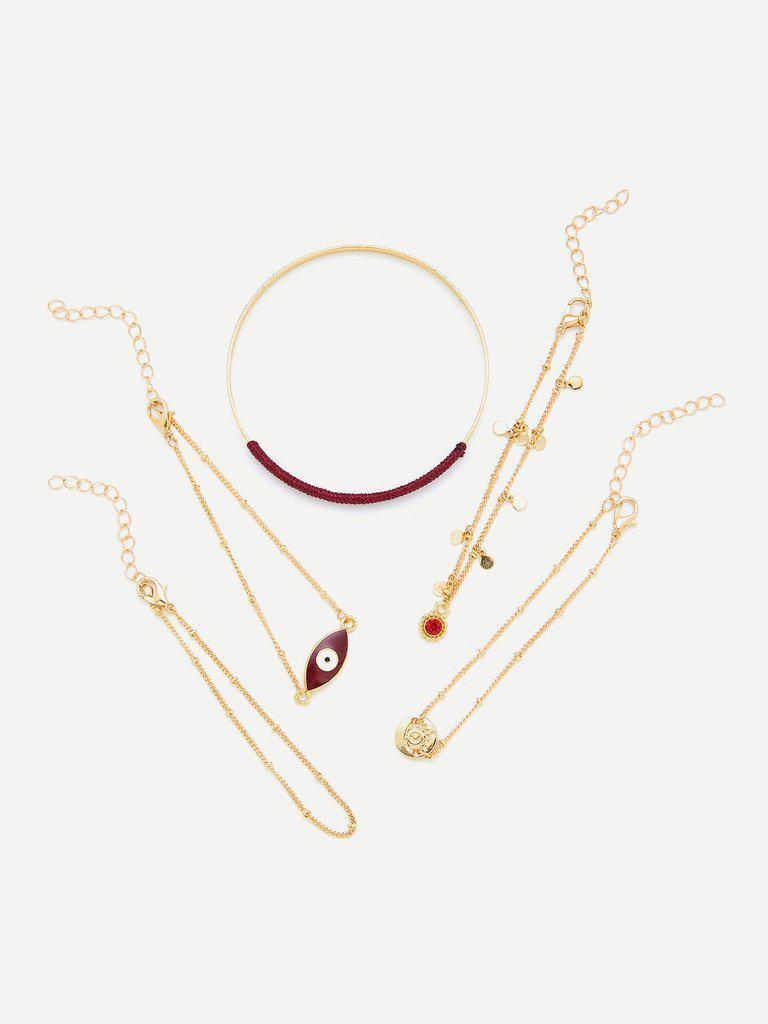 Wrapped Chain Bracelet 5pcs With Eye Charm--Des Mess
