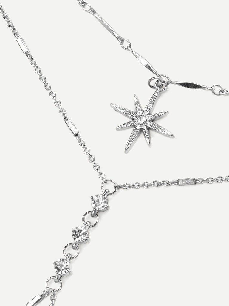 Rhinestone Detail Chain Body Harness With Necklace-jewelry-Des Mess