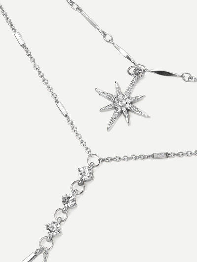 Rhinestone Detail Chain Body Harness With Necklace-jewelry-Des Mess