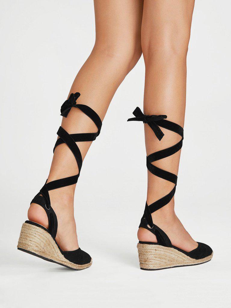 Lace Up Espadrille Wedges-shoes-Des Mess